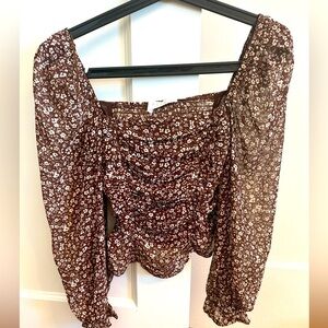 XS Brown Floral ASTR Blouse